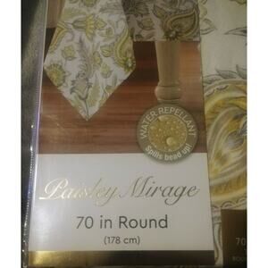 Colordrift Water Repellent Tablecloth Paisley Mirage 70" Round Easy Care